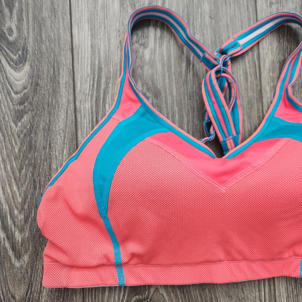Moving Comfort Pink and Blue Sports Bra